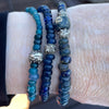 Antique Indo Pacific Glass Beaded Stretch Bracelet in Cobalt or Teal Blue - Rita Okrent Collection (BR330)