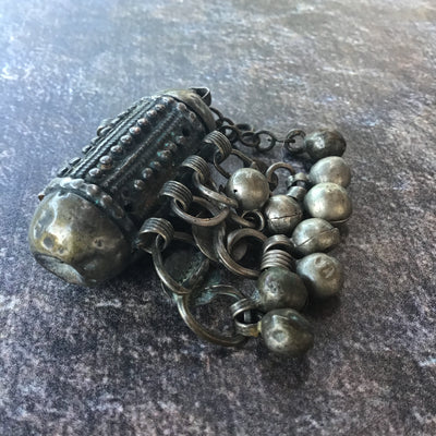 Small Yemeni Silver Hirz Prayer Amulet with Dangles and Chain - Rita Okrent Collection (P906)
