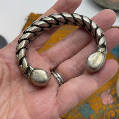 Bedouin Silver Twisted Tribal Bracelet, Upper Egypt - Rita Okrent Collection (BR043)