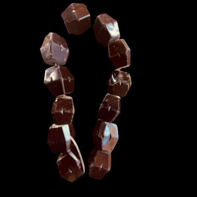 Short Strand of 12 Antique Faceted Maroon Carnelian Beads, Idar Oberstein - Rita Okrent Collection (ANT401d)