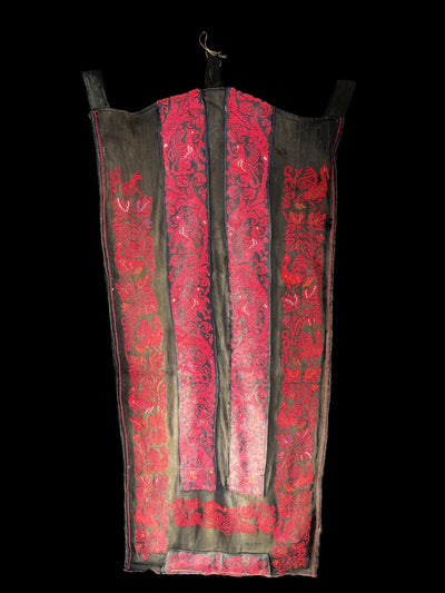 Large Bedouin Vintage Traditional Red Embroidered Textile Fabric Piece - Rita Okrent Collection (AA233)