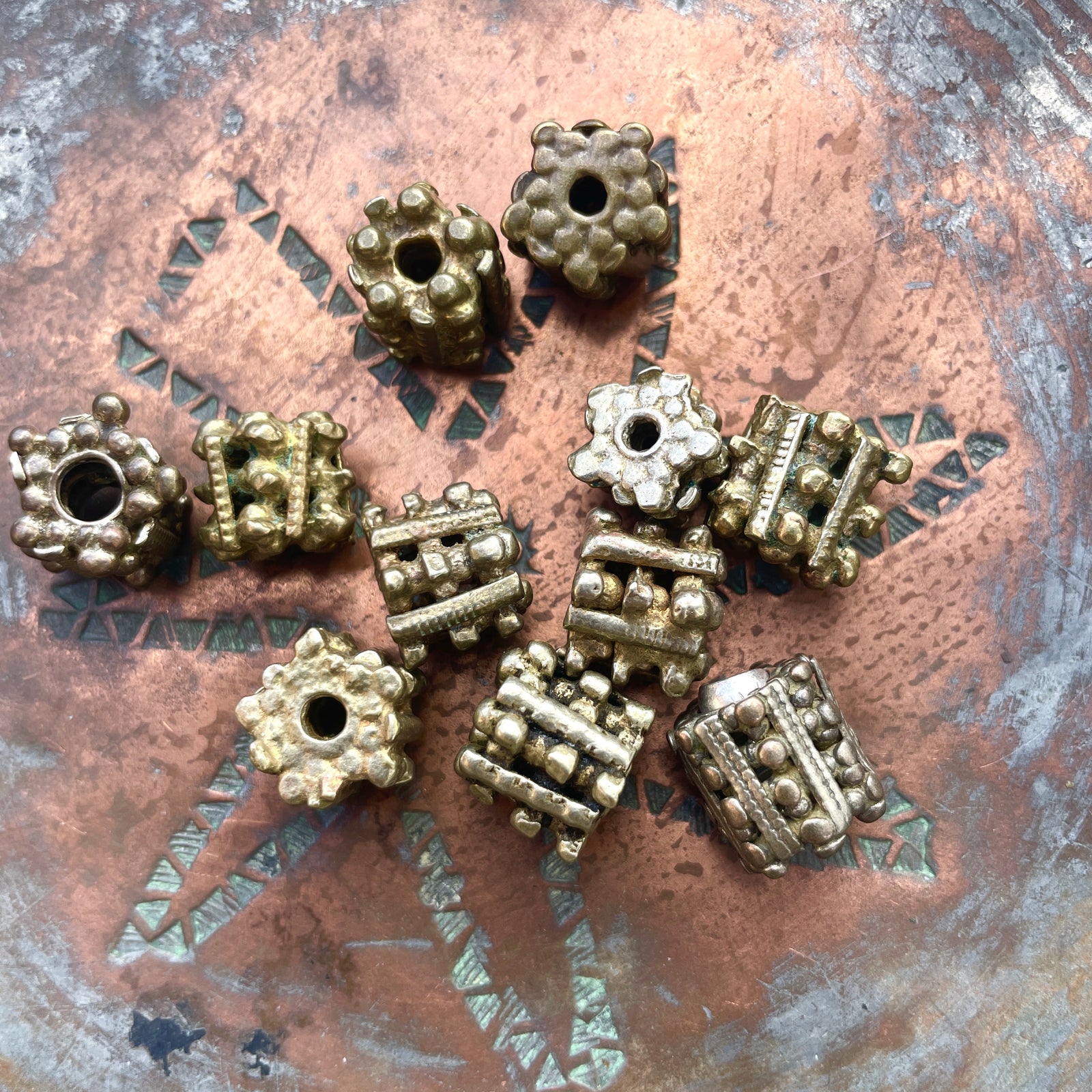 Yemeni Brass and Copper Hued Berry Beads, Sold Individually - Rita Okrent Collection (ANT456)