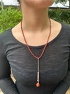 Antique Coral and Silver Pendant with Red Glass African Trade Beads - Rita Okrent Collection (NE602)
