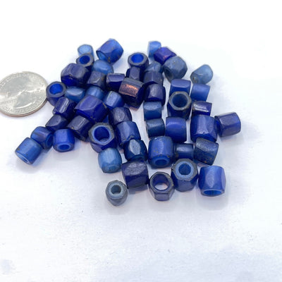 Group of Antique Faceted Russian Blue Glass Beads - Rita Okrent Collection (AT0836b)
