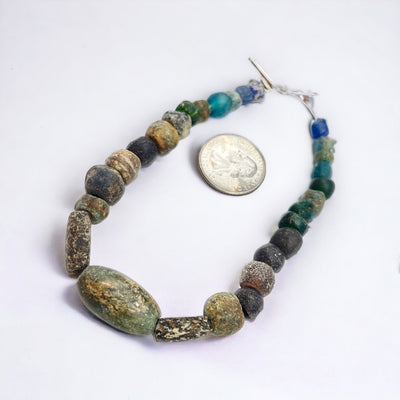 Islamic Glass and Stone Mixed Bead Strand, Mauritania - Rita Okrent Collection (AG152b)