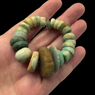 Short Strand of 25 Mixed Ancient Amazonite Beads from Mauritania - Rita Okrent Collection (S555)