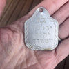 Vintage Metal Amulet with Hebrew Inscription and Magic Square on Back - Rita Okrent Collection (J106)