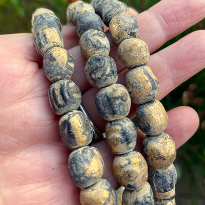 Gold-Adorned Black Glass Beads from Southeast Asia - Rita Okrent Collection (NP102)