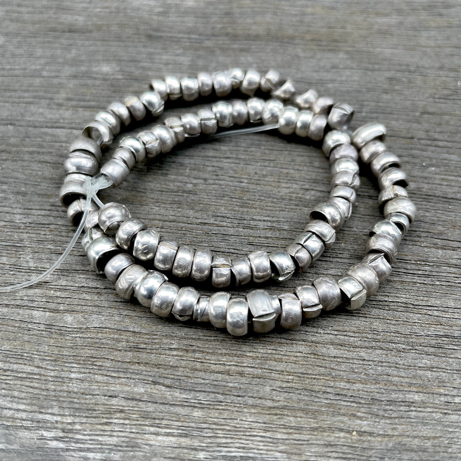 Choice of Short, Medium or Longer Length Strands of Yemeni Silver Spacers - Rita Okrent Collection (ANT602)