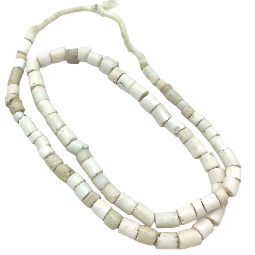White Glossy Goomba Porcelain Tube Beads from the African Trade - Rita Okrent Collection (AT0876)