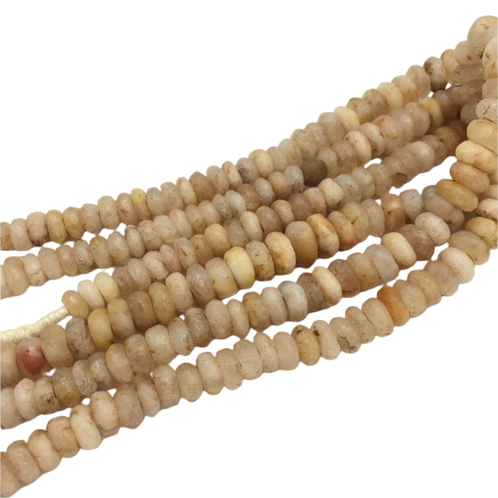 Graduated Ancient Neolithic Translucent Beige Quartz Donut Stone Beads from Mauritania -Rita Okrent Collection (S479)