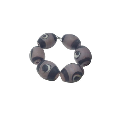 Strand of 6 Contemporary Ceramic Painted Eye Beads - Rita Okrent Collection (C326a)