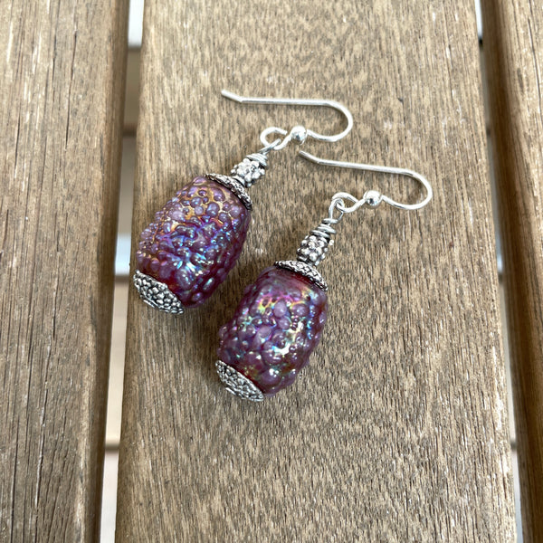 Vintage Purple Glass Sugar Beads, with Silver Beads from Bali Rita Okrent Collection (E309b