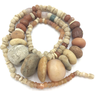 29 Inch Strand of Antique and Ancient Mixed Stone Beads from the Sahel Region of Africa - Rita Okrent Collection (S598)