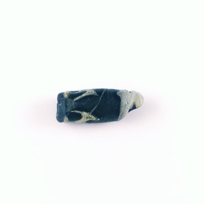 Black Cylindrical Islamic Glass Bead with White Trails, Near East - Rita Okrent Collection (AG076c)