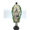 Green African Trade Bead Necklace with Silver Hamsa - Rita Okrent Collection (NE409)
