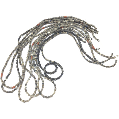 Groups of 6 Strands of Ancient Small Djenne Mixed Gray Glass Nila Beads from Djenne and environs, Mali - Rita Okrent Collection (AT0146q)
