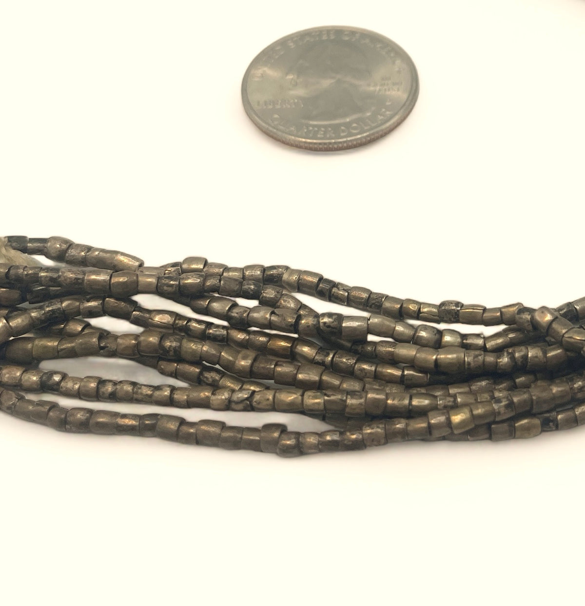 Very Long Strand of Small Brass Bronze Spacer Beads from the African Trade - Rita Okrent Collection (ANT659)