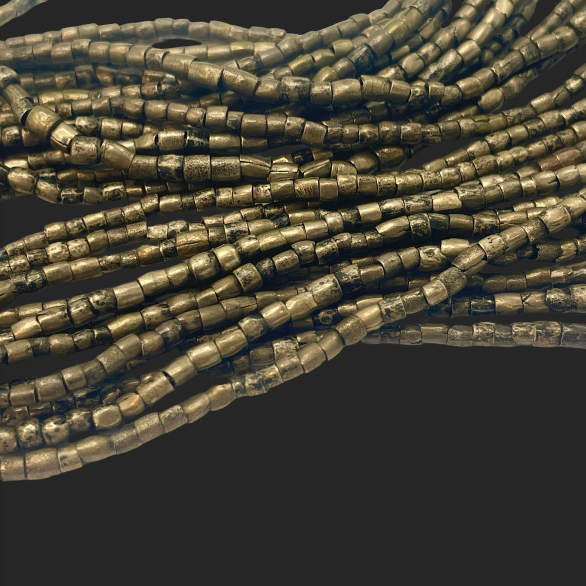 Very Long Strand of Small Brass Bronze Spacer Beads from the African Trade - Rita Okrent Collection (ANT659)