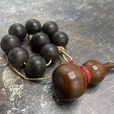 Wooden Jug Pendant with Matched Black Beads - Rita Okrent Collection (ANT208a)