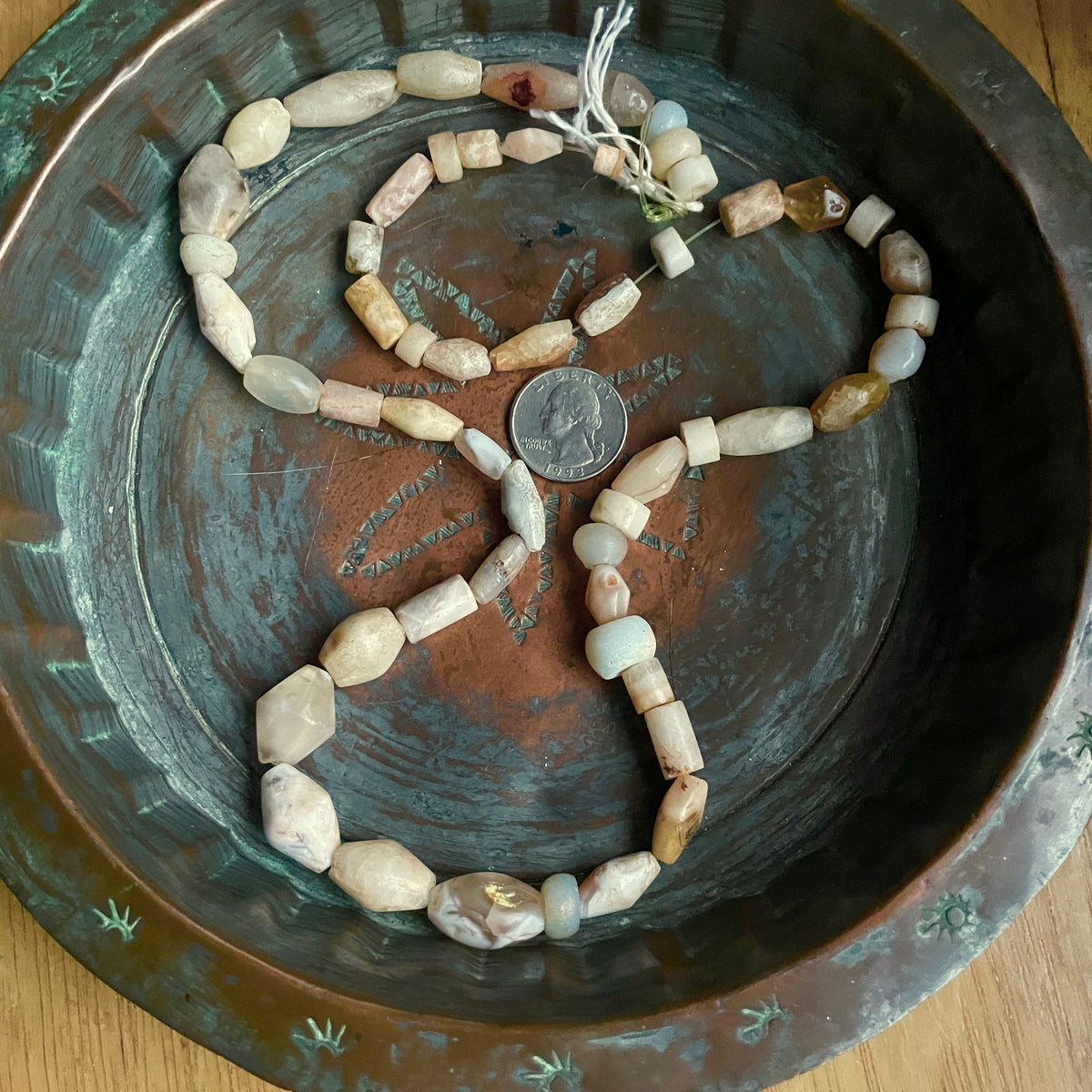 Ancient Mixed Agate and Antique Glass Bead Strand, Mainly Tubes and Bicones - Rita Okrent Collection (S574)