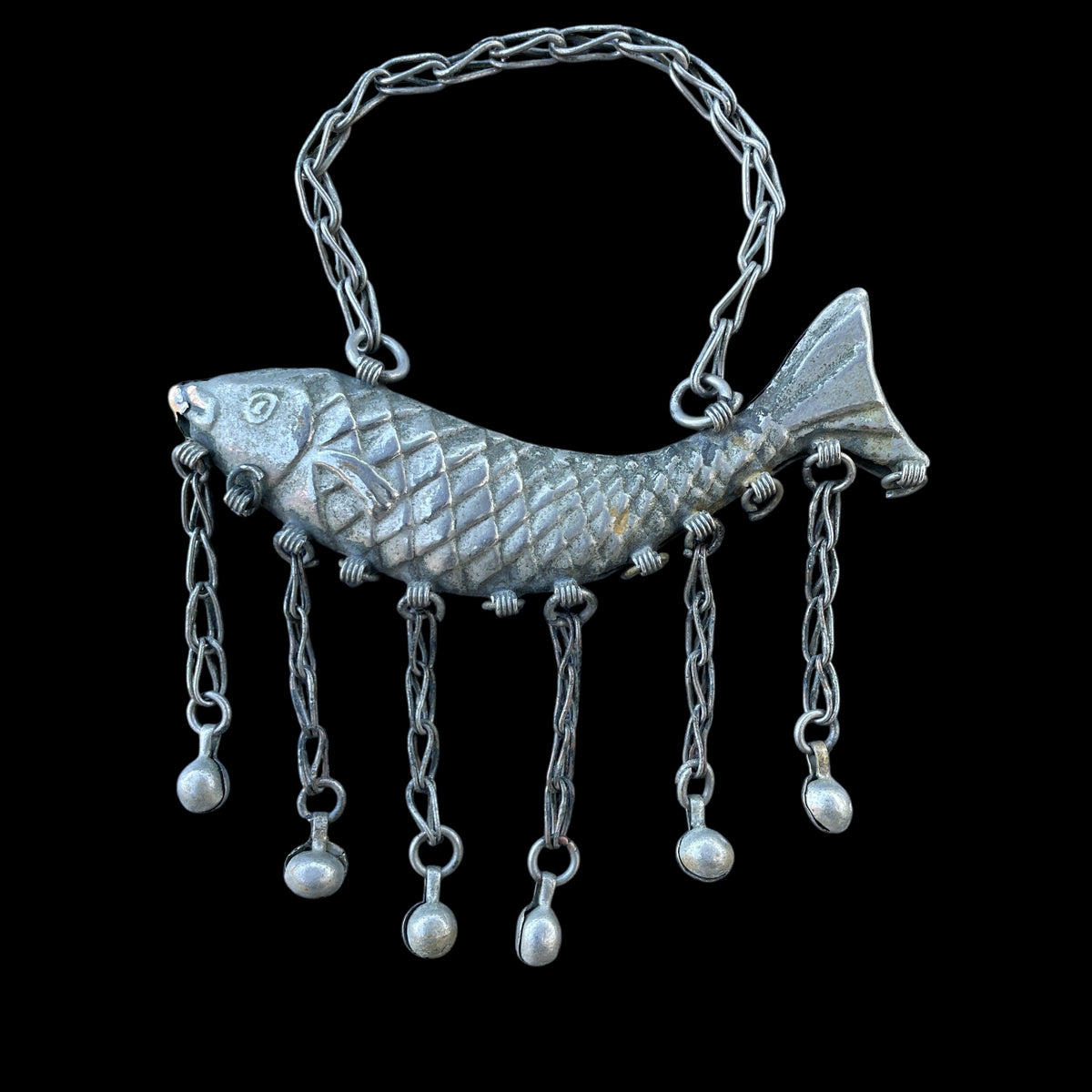 Large Hanging Metal Fish Pendant with Hanging Dangles, Egypt - Rita Okrent Collection (P961)