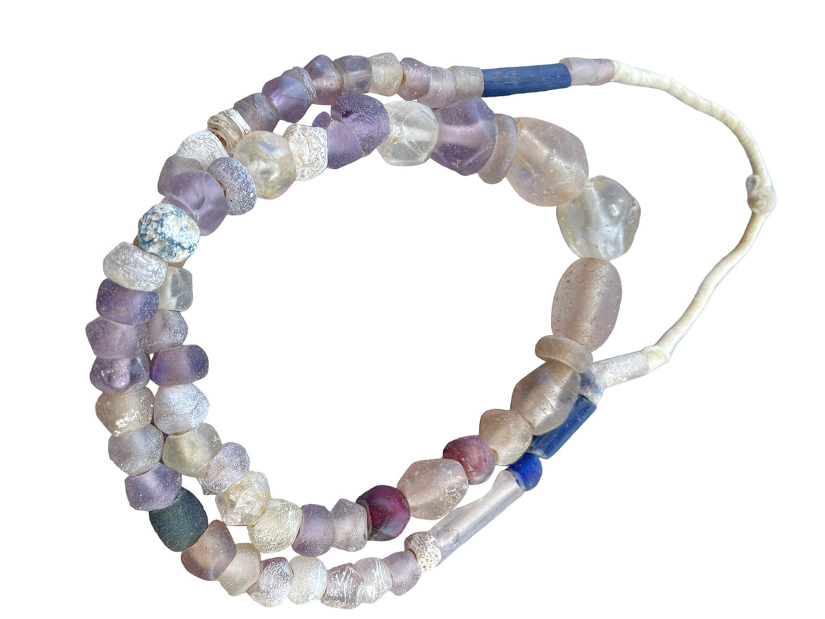 Antique Dutch Lavendar Purple Faceted Glass Beads with Clear Faceted Focal Beads - Rita Okrent Collection (ANT307z)