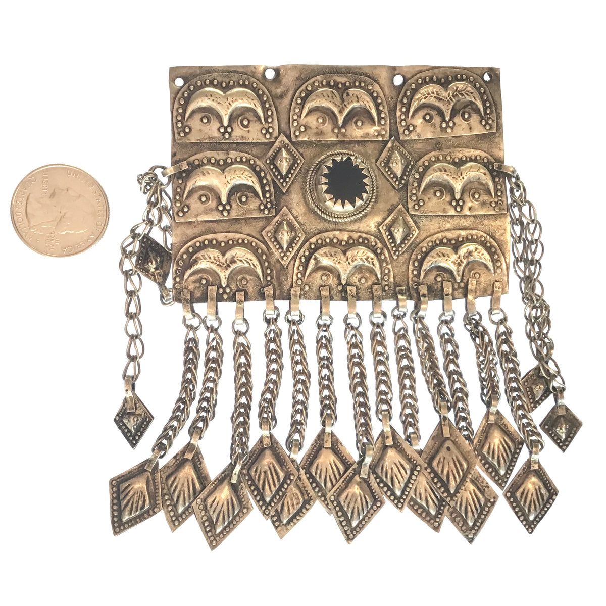 Central Asian Turkmen Yomud Focal Pendant with Dangles - Rita Okrent Collection (P806)