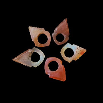 Group of 5 Rare Antique Carnelian Tuareg Tanfouk Talhakimt Hair Ornaments - Rita Okrent Collection (P675f))