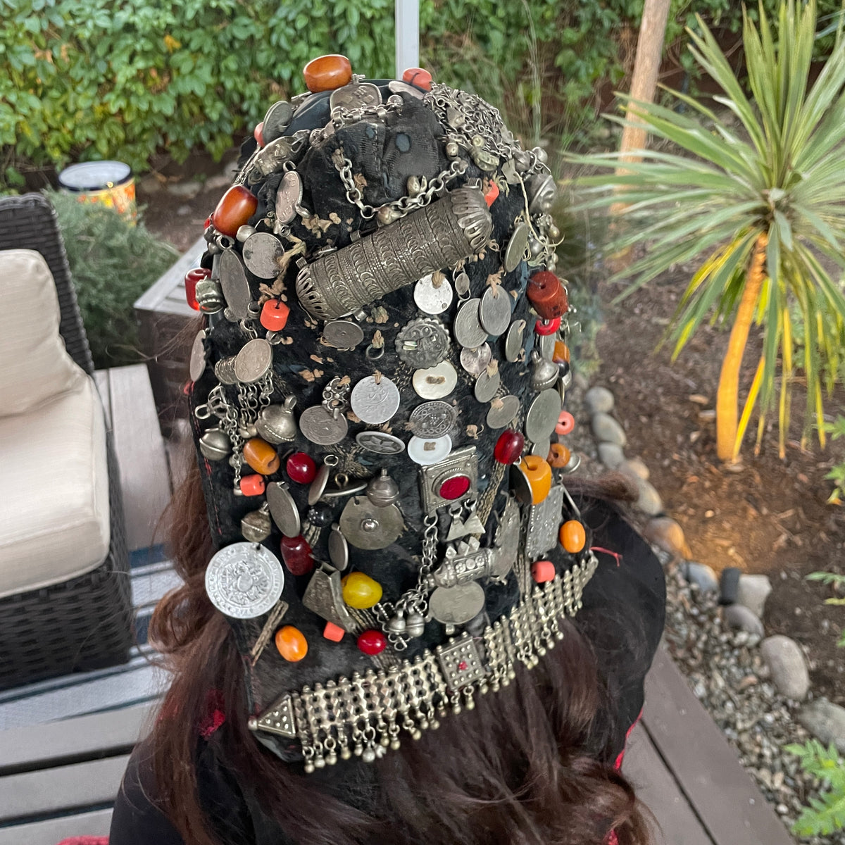 An Extraordinary, Richly Adorned Yemeni Woman’s Bonnet - Rita Okrent Collection (C910)
