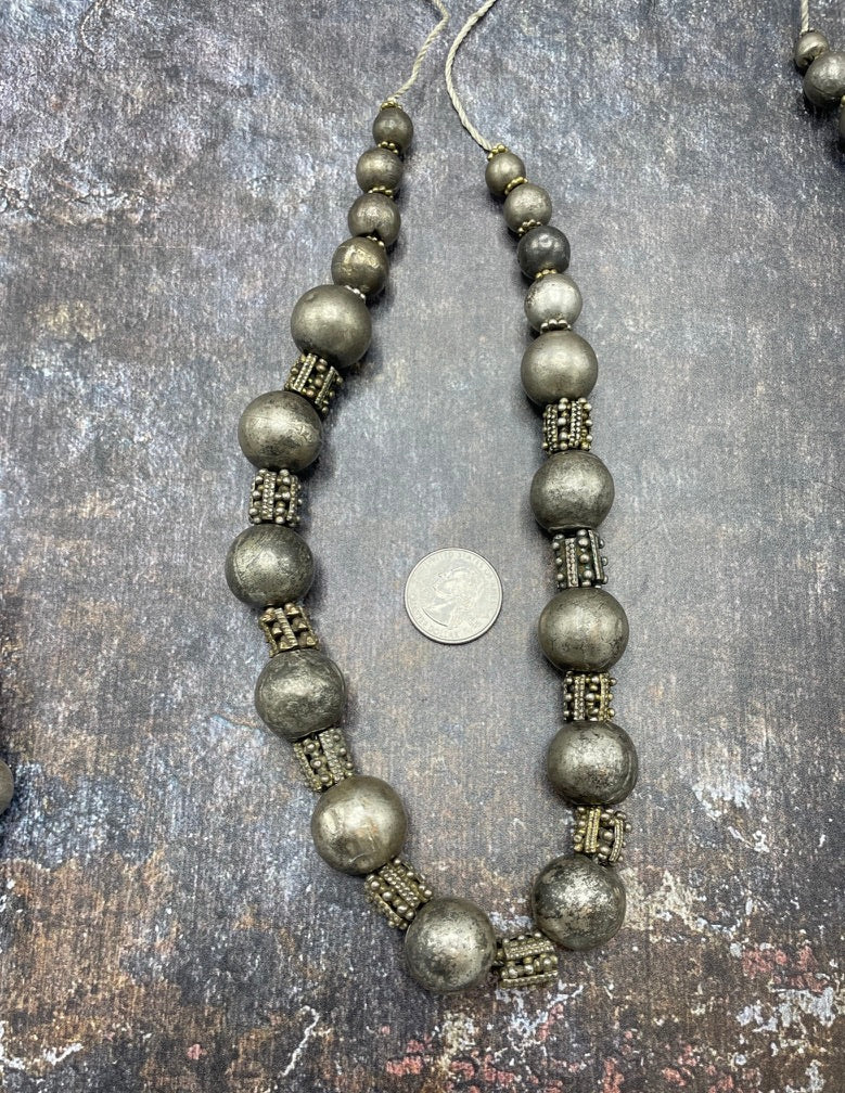 Antique Granulated Silver and Hollow Silver Beads Strands, from Yemen - Rita Okrent Collection (ANT549all)