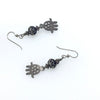 Berber Eye Beads with Tunisian Style Silver Hamsa Earrings - Rita Okrent Collection (E652)