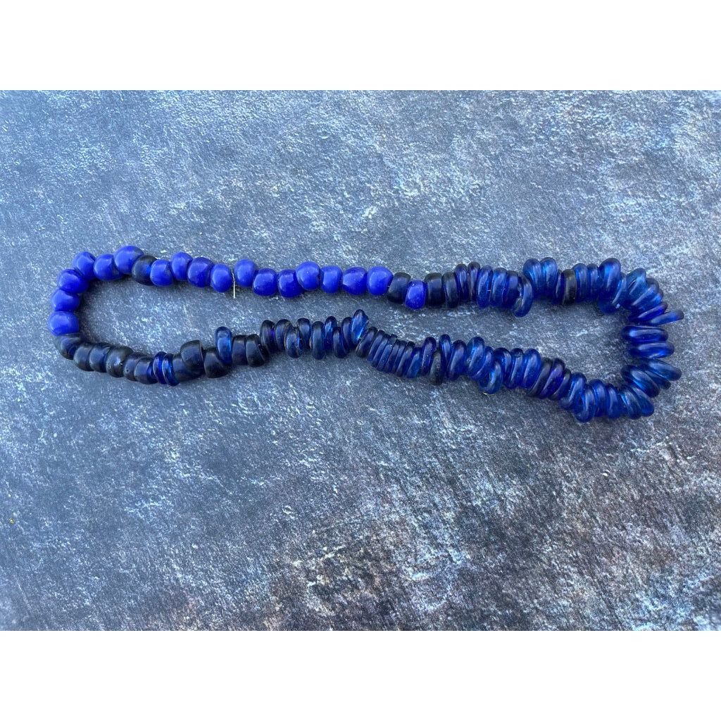 Mix of Shapes Strand Cobalt Blue Antique Dutch Dogon Glass Beads - Rita Okrent Collection (AT0692)