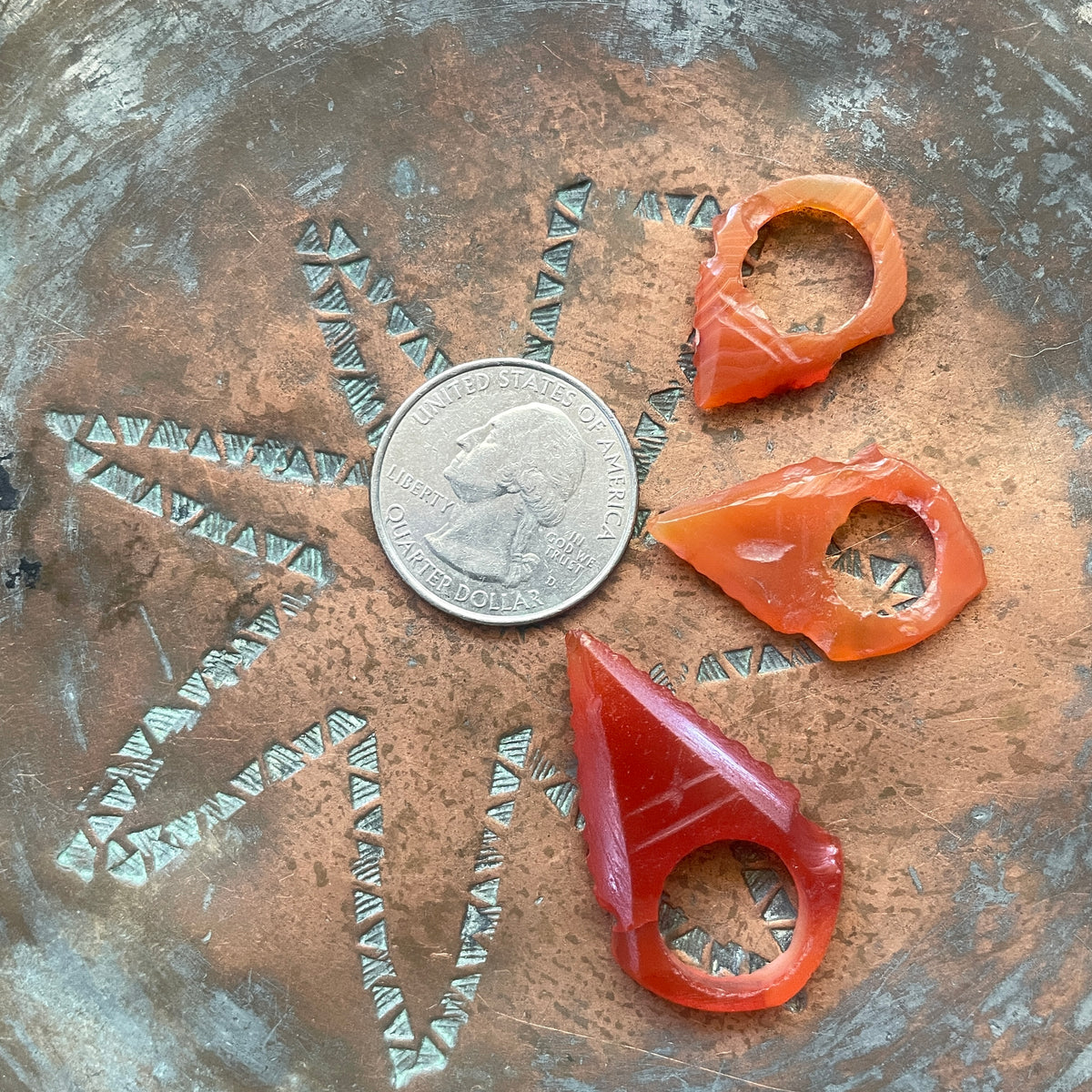Groups of 3 Rare Antique Carnelian Tanfouk Talhakimt Hair Ornaments - Rita Okrent Collection (P896)
