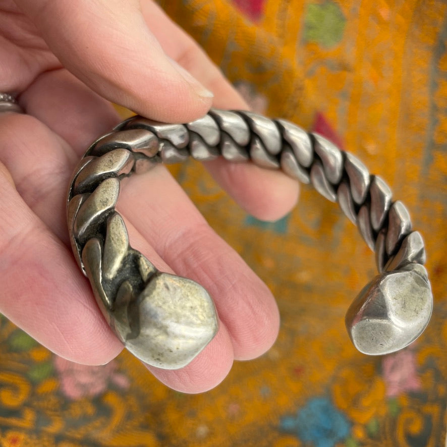 Bedouin Silver Twisted Tribal Bracelet, Upper Egypt - Rita Okrent Collection (BR043)