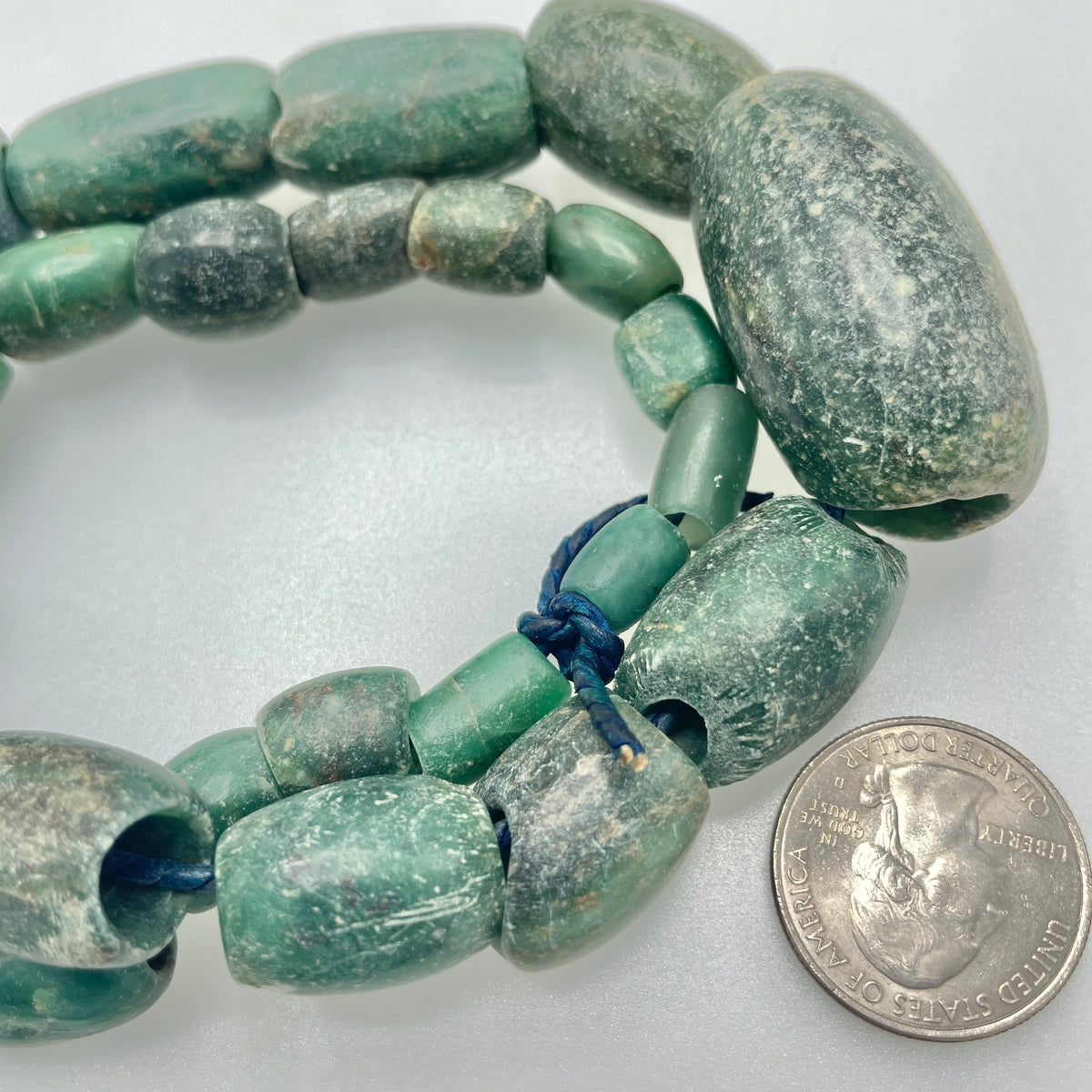 Ancient Deep Green Serpentine Stone Beads from Mauritania - Rita Okrent Collection (S497)