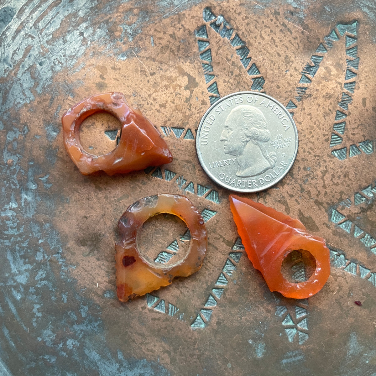 Groups of 3 Rare Antique Carnelian Tanfouk Talhakimt Hair Ornaments - Rita Okrent Collection (P896)