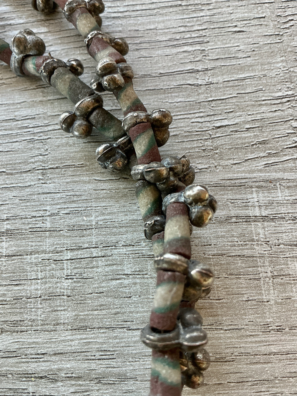 Simple Necklace of Yemeni Silver and African Powder Glass Beads - Rita Okrent Collection (NE698)