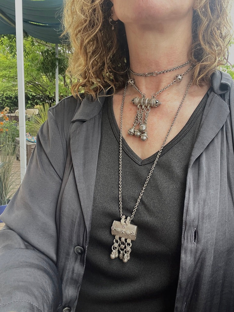 Choice of Two Silver Chain Necklaces with Prayer Box Amulets - Rita Okrent Collection (N631)