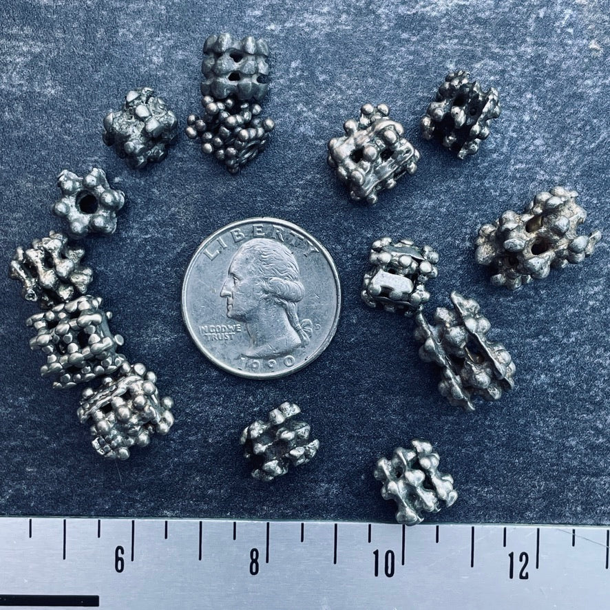 Group of 14 Old Mixed Granulated Yemenite Silver Berry Beads  - Rita Okrent Collection (ANT521)