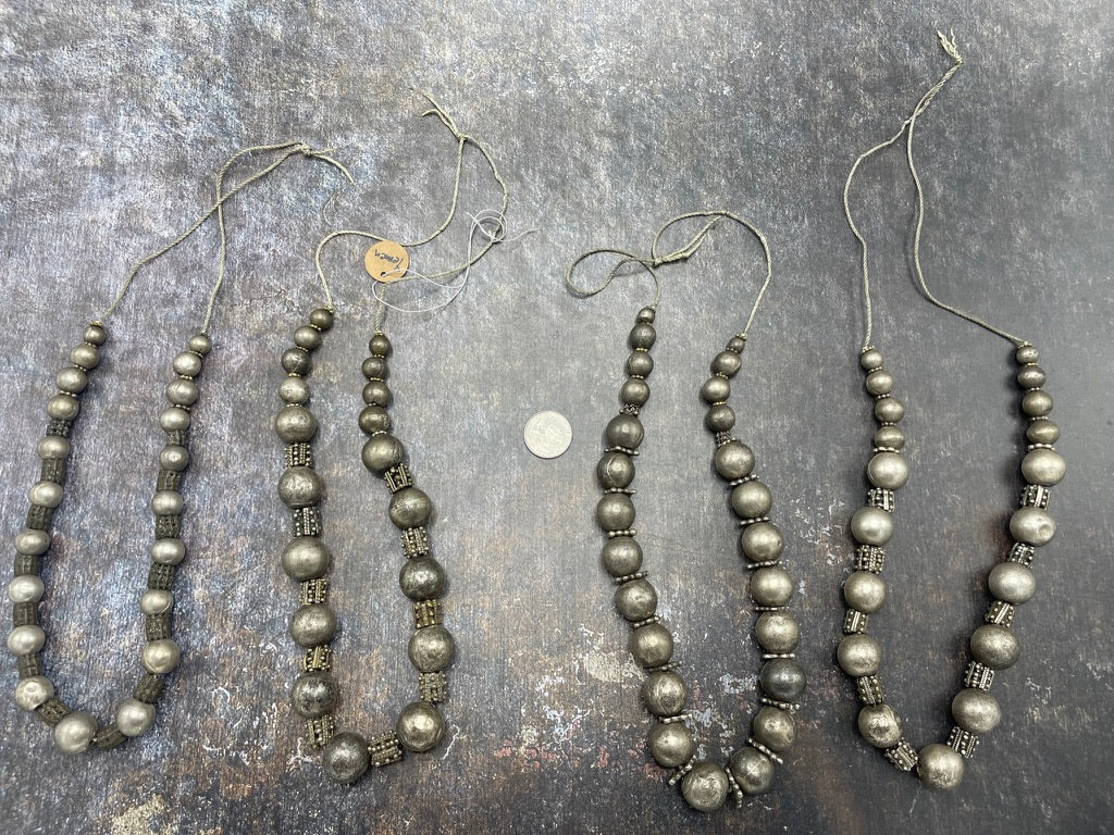 Antique Granulated Silver and Hollow Silver Beads Strands, from Yemen - Rita Okrent Collection (ANT549all)