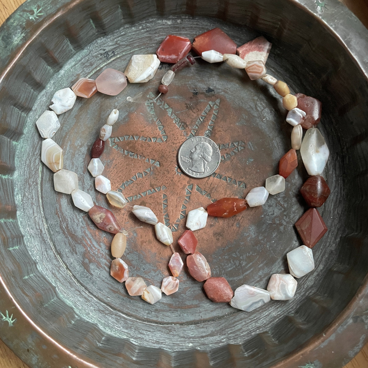 Antique Flat Tabular Diamond-Shaped Agate Carnelian Beads from Mali - Rita Okrent Collection (S404b)