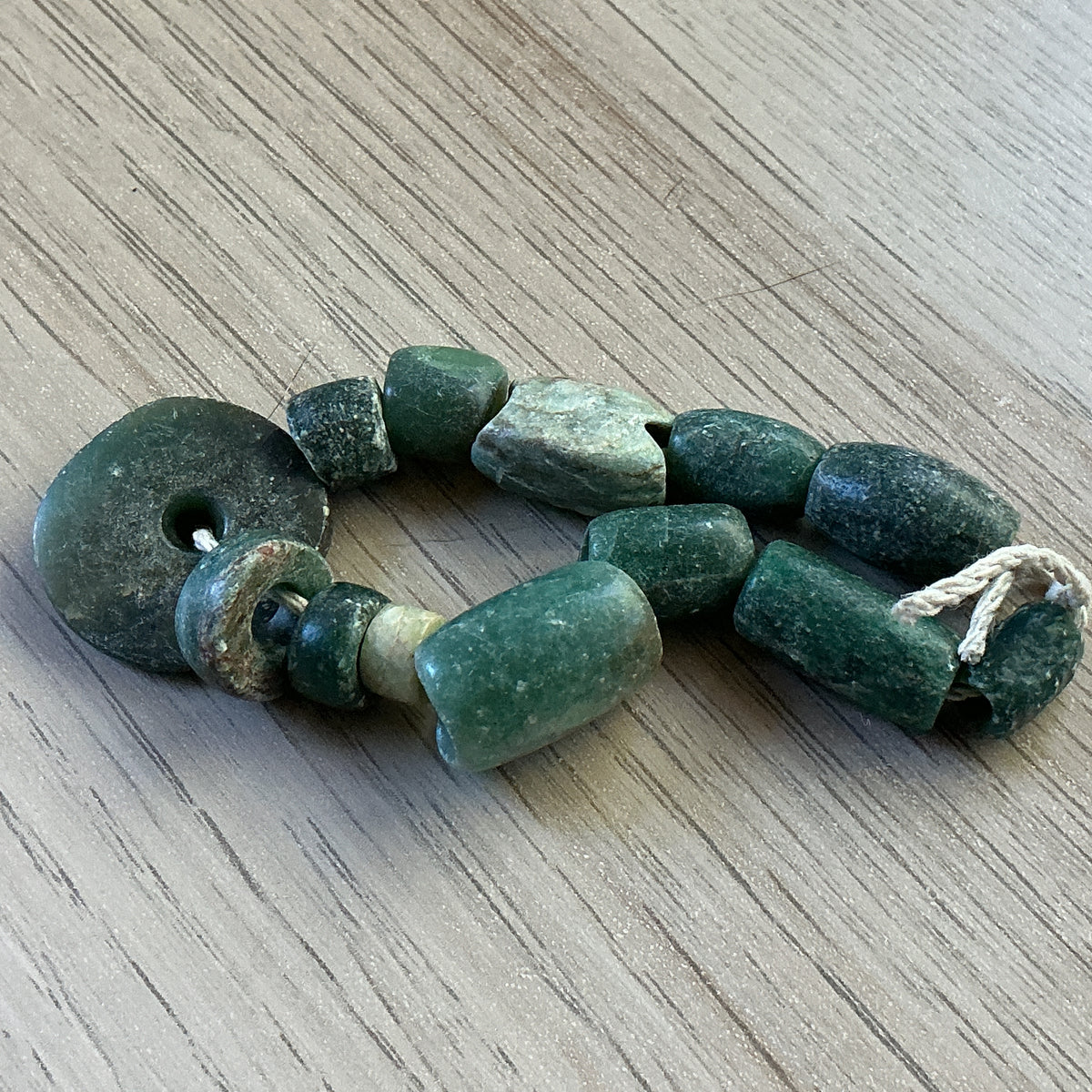 Deep Green Ancient Serpentine Stone Beads from Mauritania - Rita Okrent Collection (S582)