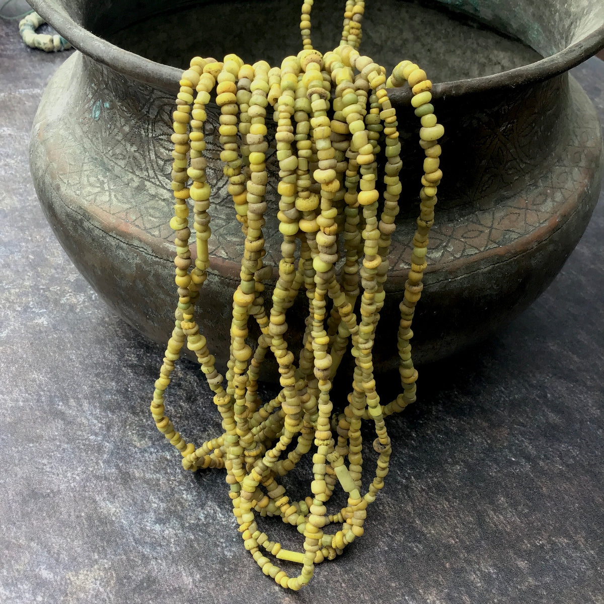 Ancient Small Yellow Glass IndoPacific TradeWind Nila Beads - Rita Okrent Collection (AT0690f)