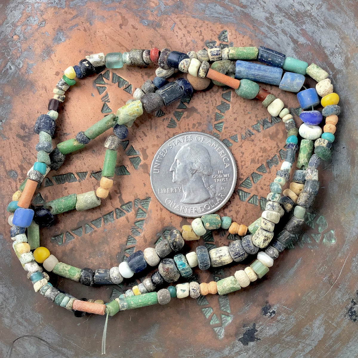 Ancient Glass Small Nila Beads from Mali, Many Colors - Strand B - Rita Okrent Collection (AT0649b)