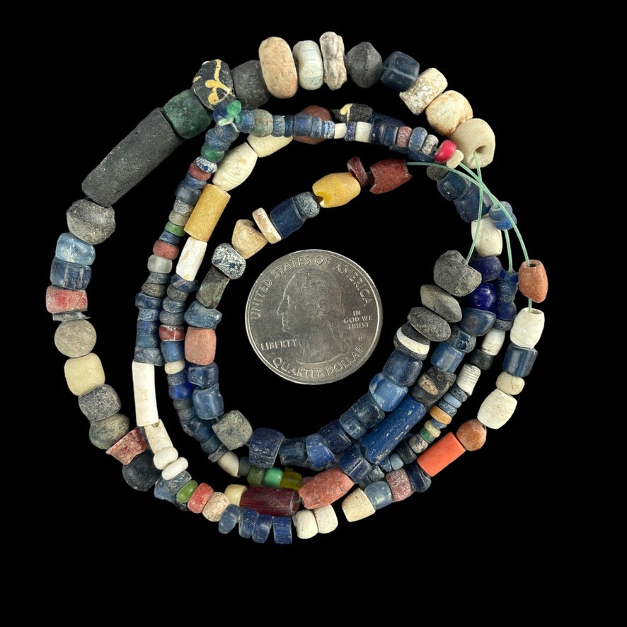 Very Mixed Glass Nila Bead Strand from Mali - Rita Okrent Collection (AT0892)