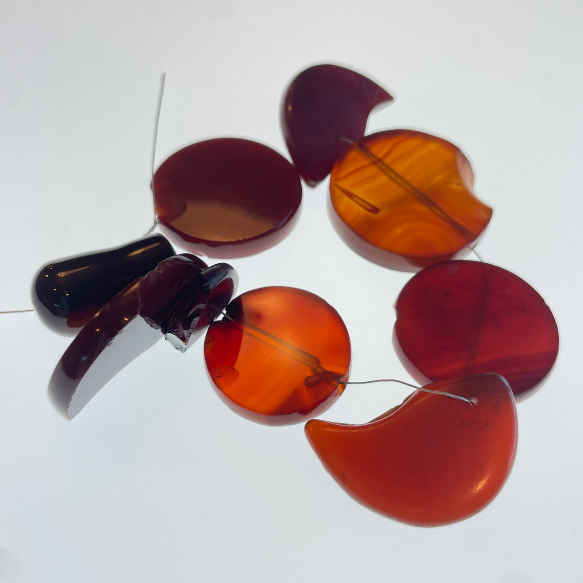 Antique Mixed Carnelian Beads and Pendants, Idar Oberstein - Rita Okrent Collection (S225d)