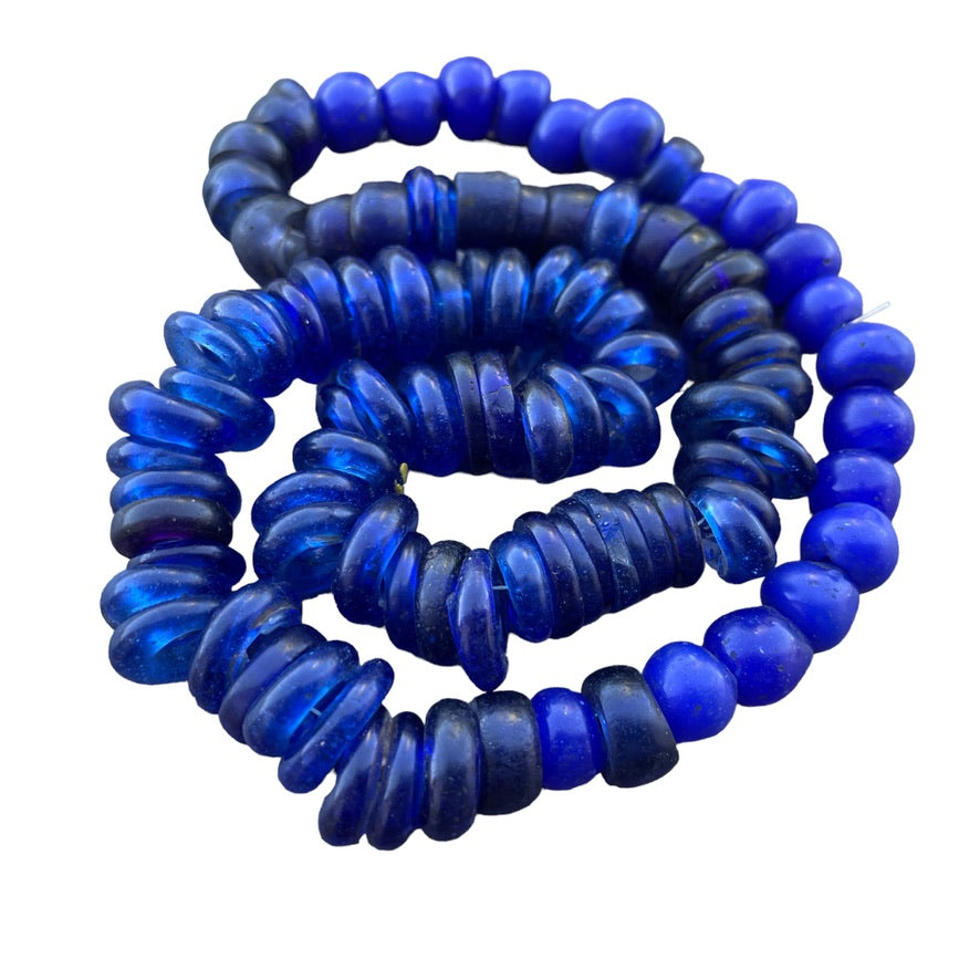 Mix of Shapes Strand Cobalt Blue Antique Dutch Dogon Glass Beads - Rita Okrent Collection (AT0692)