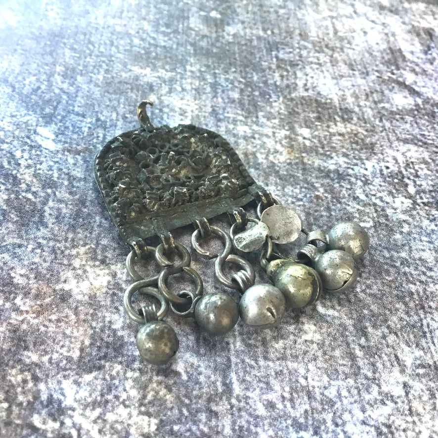 Small Antique Silver Pendant from Yemen with Dangles - Rita Okrent Collection (P846)