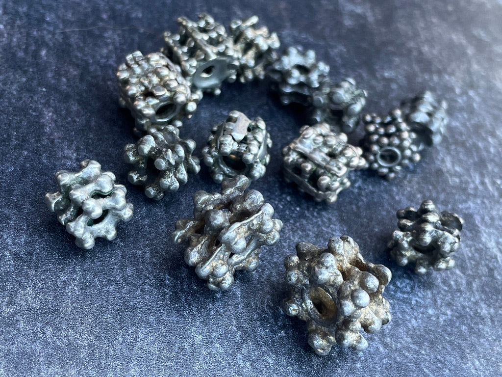 Group of 14 Old Mixed Granulated Yemenite Silver Berry Beads  - Rita Okrent Collection (ANT521)